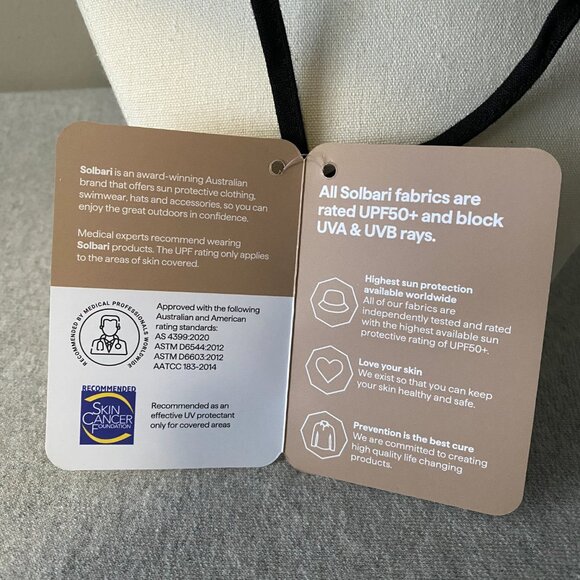 NWT Solbari Ultra Wide Cotton Linen Hat UPF 50+ Black Small/Medium - Picture 10 of 11